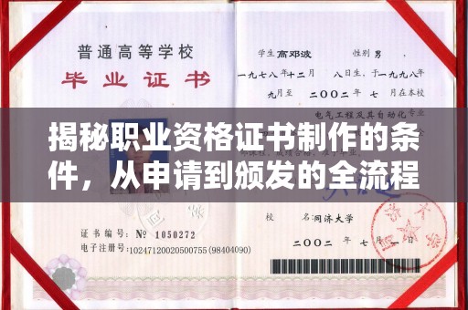 汝南揭秘职业资格证书制作的条件，从申请到颁发的全流程解析